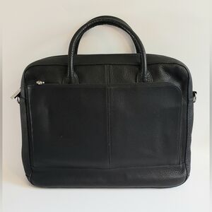 Bosca Black Pebbled Leather Briefcase Laptop Bag
